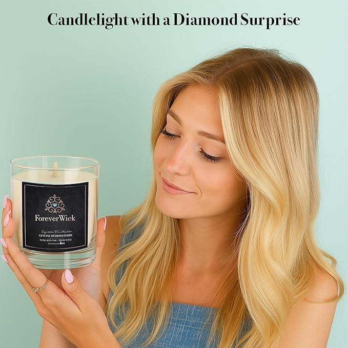 ForeverWick Surprise Candle with Diamond Inside | Foreverwick Candles | Fruit Scented Soy Candles Gifts for Women Aromatherapy Candle Wax | All-Natural Organic Soy Candle 14oz | 70h