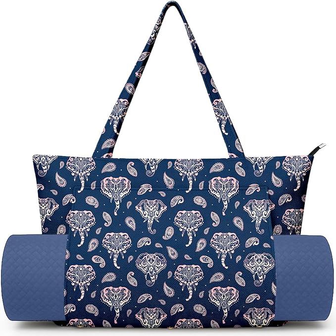 Adalore Women's Yoga Bag with Yoga Mat Carrier - Large Mat Pocket Fitness Tote for Pilates, Gym, Travel, Office & Beach