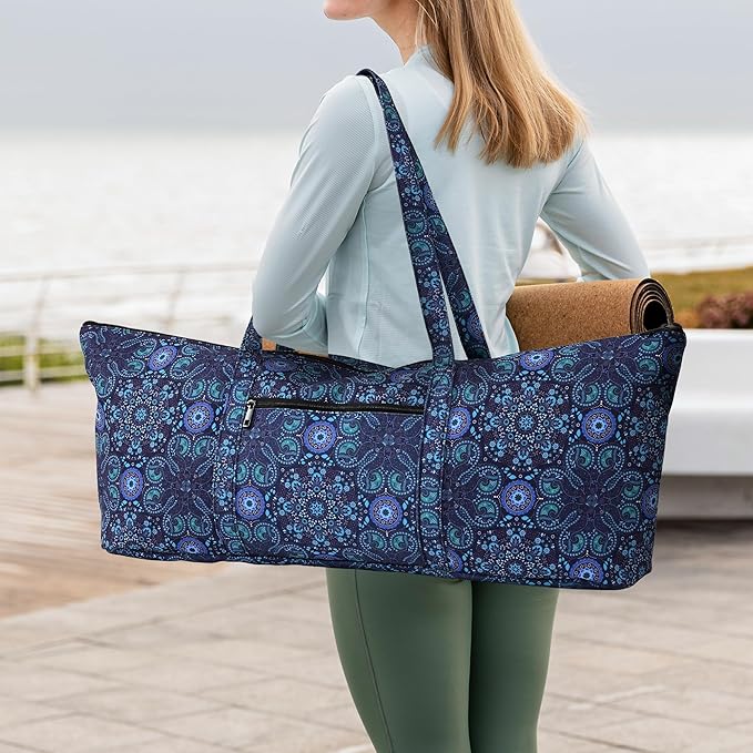 Boulder Bee | Yoga Mat Bag | Large Yoga Mat Carrier with Wet Pocket | Yoga Gifts | Gym Tote Bag for Women
