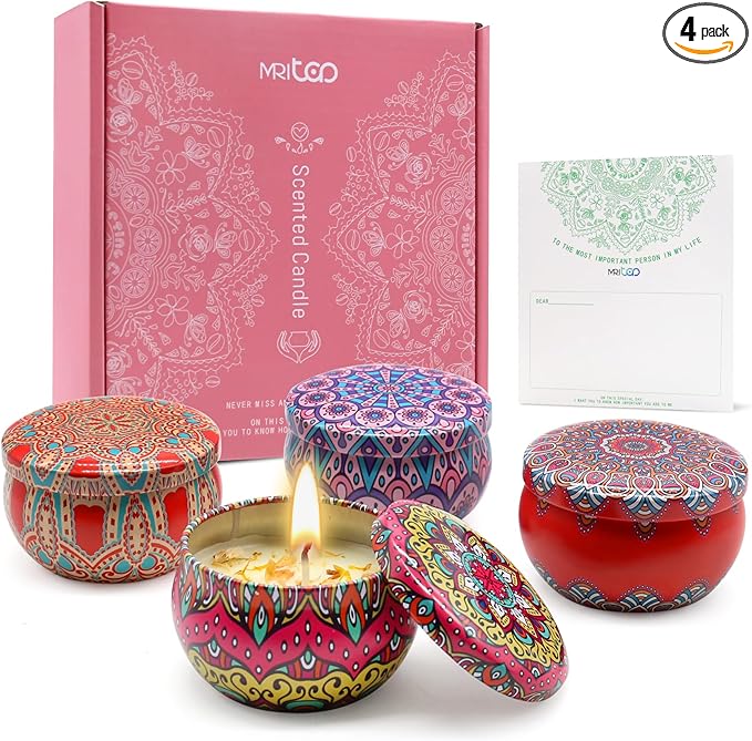 Scented Candle Gift Set – Ideal for Women Her Mum Wife Girlfriend on Mother's Day, Birthday, Christmas, Valentine's, New Home, Spa and Stress Relief