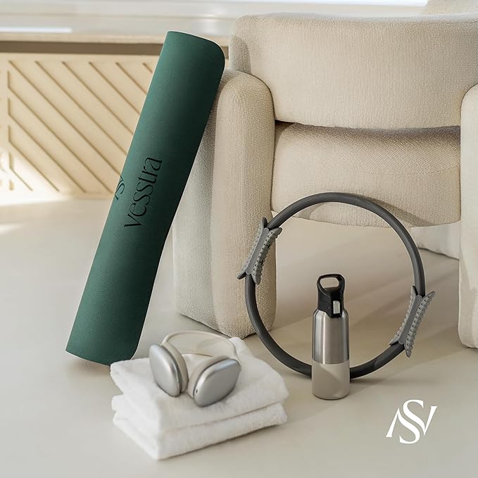 Vesstra Premium Yoga Mat – 4mm I Sweat-Activated Non-Slip PU Grip I Natural Rubber Base for Yoga, Pilates and Fitness