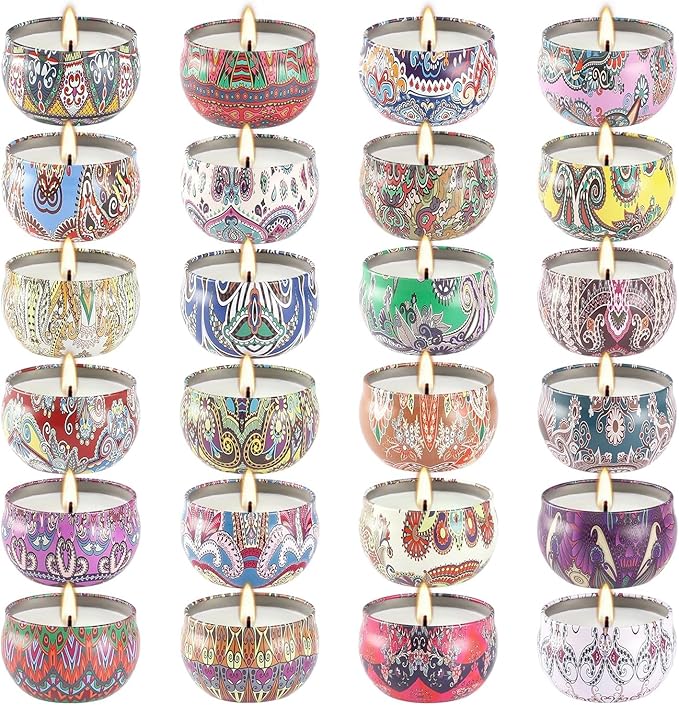 24Pack Scented Candles,Soy Wax Jar Candles,Aromatherapy Candles for Home 2.5 OZ Scented Candles for Mom for Christmas Candles, Birthday, Thanksgiving, Mother's Day,Valentine'sDay