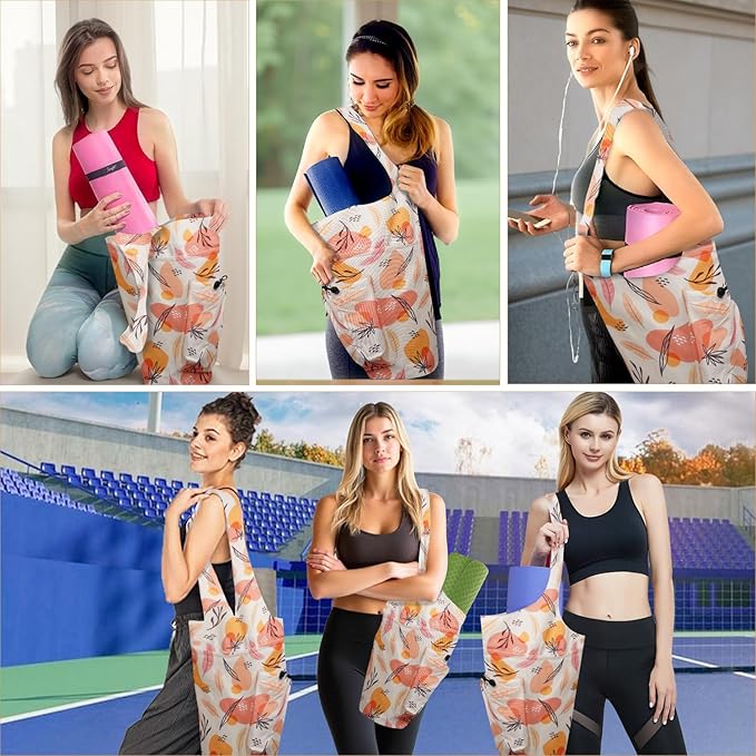 saniwu Yoga Mat Bag Carrier for Women Workout Large Waterproof with Zipper Pocket, Keychain and Wide Shoulder Straps