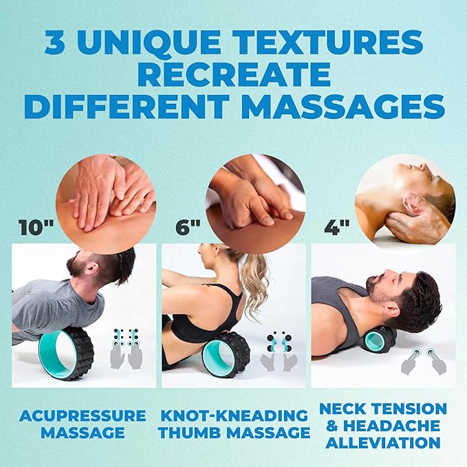 Chirp Wheel XR 3P Massage Roller Set - 10” Acupressure, 6” Knot-Kneading Thumb, 4” Neck & Headache Tension Relief, High Density Foam Massage Rollers for Back & Neck Pain, 500lbs Capacity, Mint
