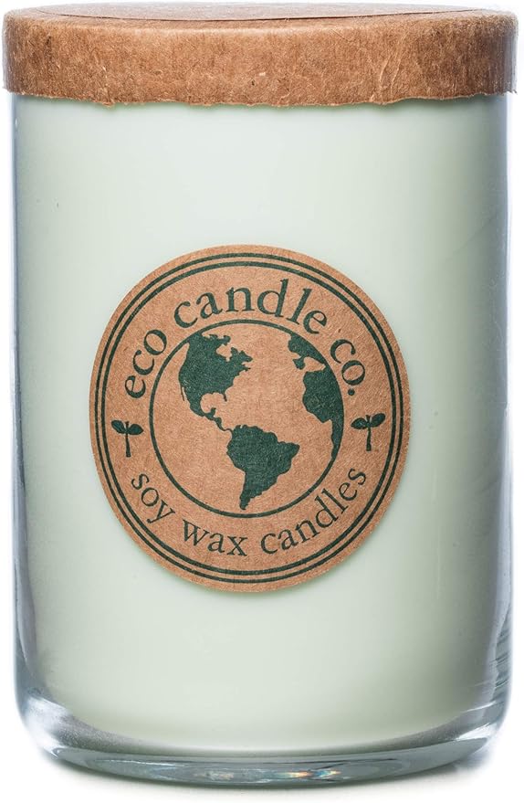 ECO CANDLE CO. Recycled Candle, Eucalyptus Mint, 26 oz. - Scents of Eucalyptus, Spearmint, & Peppermint - 100% Soy Wax, No Lead, Kraft Paper Label & Lid, Hand Poured, Made from Midwest Grown Soybeans