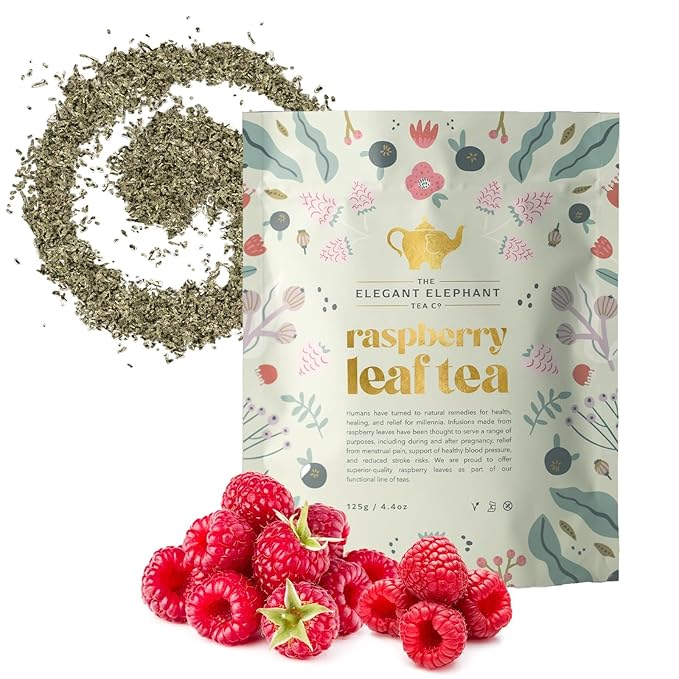 Raspberry Leaf Tea, Loose Leaf Herbal Tea – Supports Pregnancy & Labor Prep, Natural Menstrual Pain Relief – Women's Health – 4.4 oz Resealable Bag (Makes 50 Cups) – The Elegant Elephant
