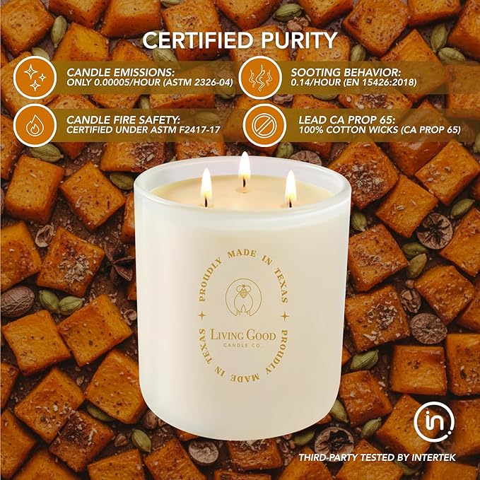 Toasty Pumpkin Brulee - Sweet Pumpkin & Vanilla with Earthy Nutmeg & Cardamom - Perfect Cozy for Fall - Pure Beeswax Candles - 90+ Hours Long Burning - Non-Toxic for Autumn Home Decor - 15 OZ