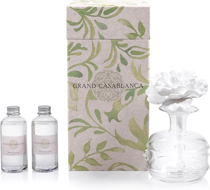 Zodax Grand Casablanca Porcelain Oil Diffuser - 6.76 oz -Wild Tuberose