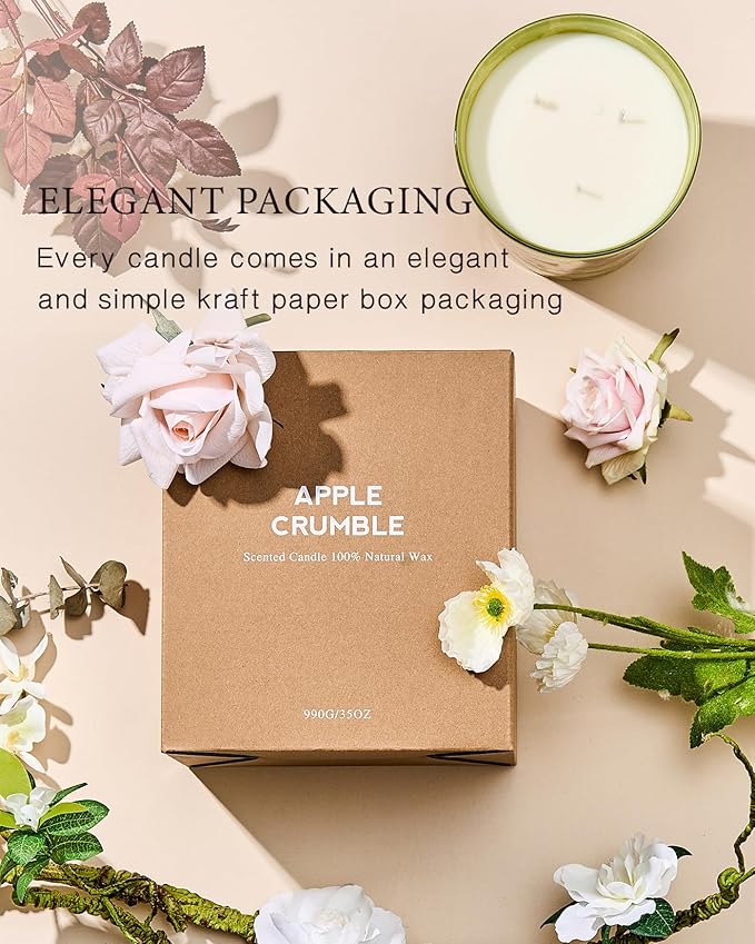 M&SENSE Fudgy Cocoa Brownie Soy Large Candles, 3-Wick 35oz 150H Long Lasting, Aromatherapy Candle for Bedroom Cozy New Year Gifts