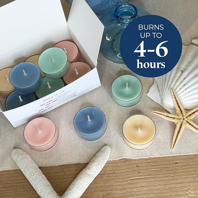 PartyLite Tea Lights Sampler, Ginger and Coconut with Lavender Scented Candles, Gift Set of 12, Aromatherapy with up to 4 to 6 Hours Burn Time, Ideal for Home Decor, Holiday Gifting and Celebration