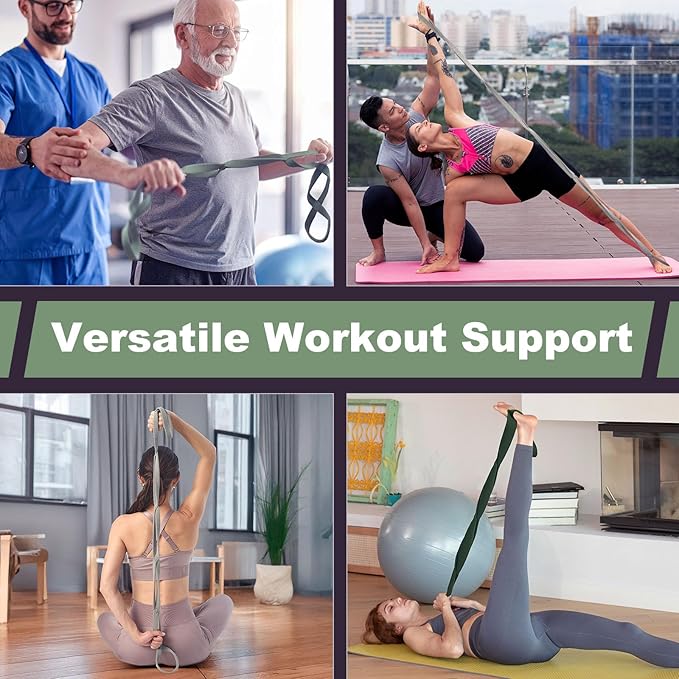 VRTX Stretch Straps for Exercise | Yoga & Pilates Stretching Bands w/ 7 Loops | Resistance Bands for Fitness Workout, Home Gym, Physical Therapy | Soft Mesh Cloth, Durable – Single Pack