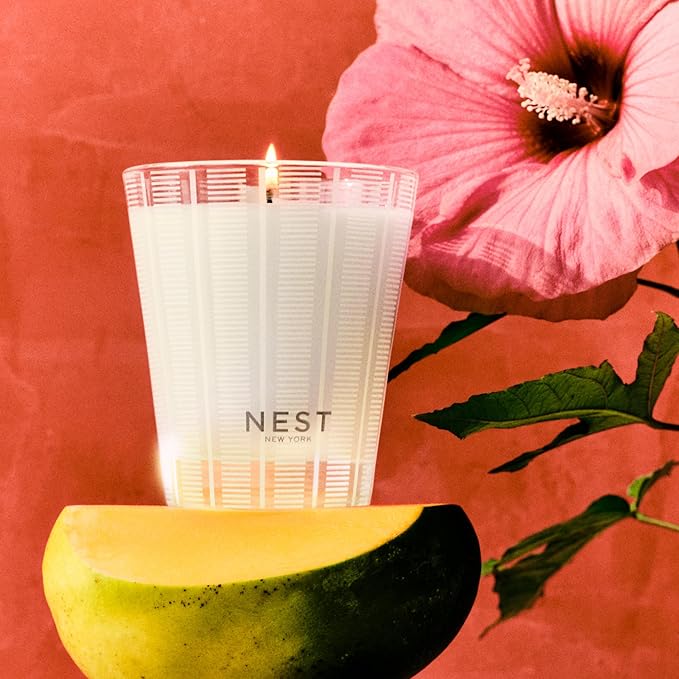 NEST New York Scented Classic Candle, Something Tropical - 8.1 oz - Up to 60-Hour Burn Time - Reusable Glass Vessel