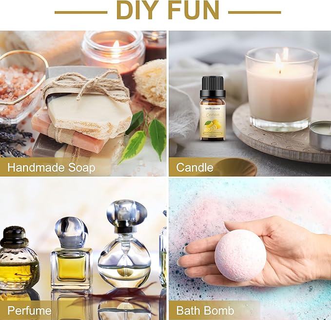 Lemon Essential Oil, Pure Organic Lemon Fragrance Oil for Diffuser, Humidifier, Soap, Candle, Perfume
