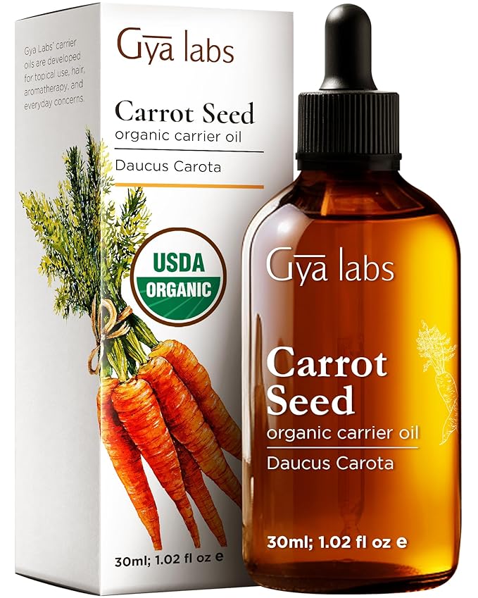 Gya Labs Carrot Seed Oil - 1 Fl Oz - Carrier Oil for Hair, Skin, Face, Scalp & Body Massage