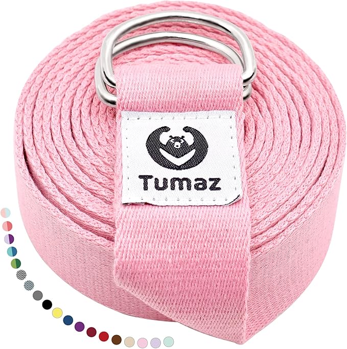 Tumaz Yoga Strap/Stretch Bands [15+ Colors, 6/8/10 Feet Options] with Extra Safe Adjustable D-Ring Buckle, Durable and Comfy Delicate Texture - Best for Daily Stretching, Physical Therapy, Fitness