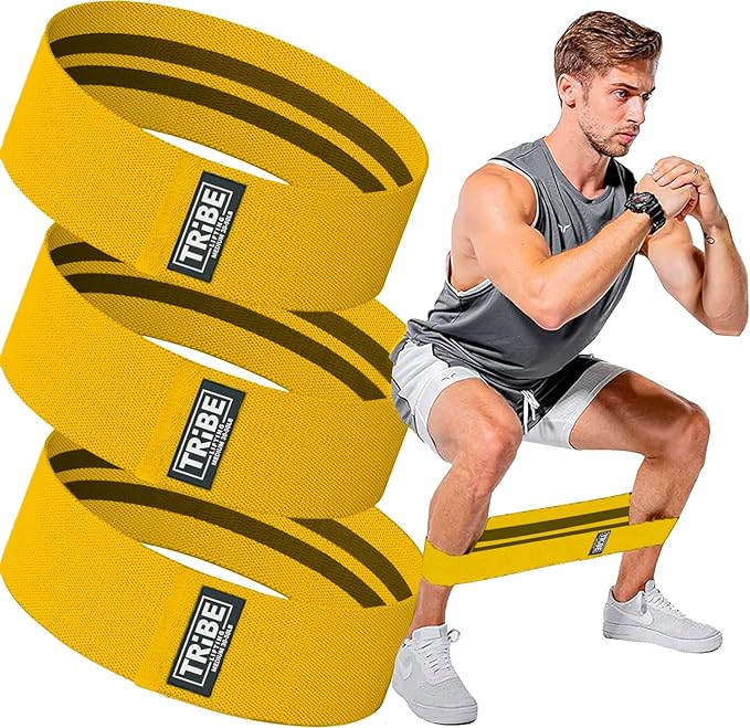 Tribe Lifting Fabric Resistance Bands for Legs - Workout Bands Resistance Bands for Men and Women - Booty Bands for Working Out - Exercise Bands Resistance Bands Set - Elastic Bands for Exercise