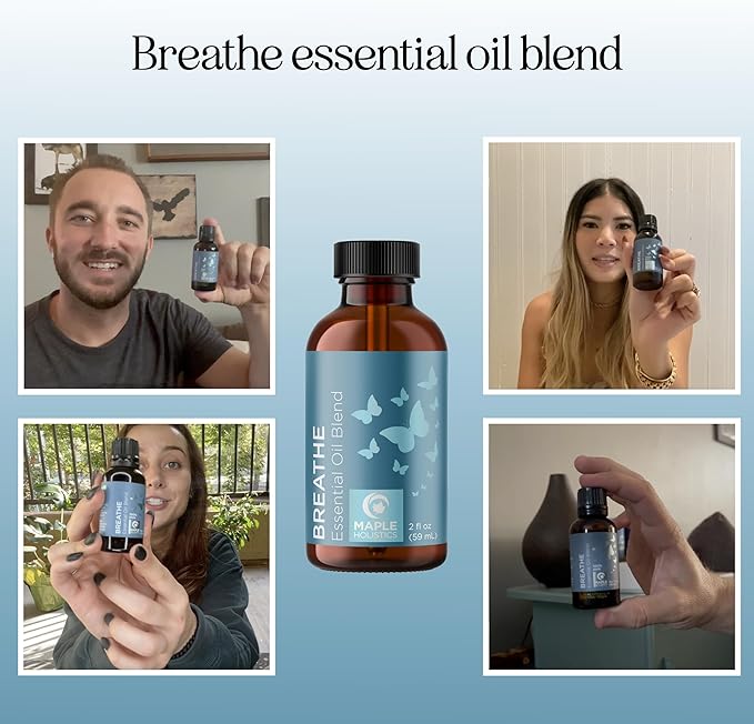 Breathe Essential Oil for Diffuser - Invigorating and Refreshing Breathe Essential Oil Blend with Eucalyptus Peppermint Tea Tree and Mint for Diffusers for Home and Shower Aromatherapy (2 Fl Oz)
