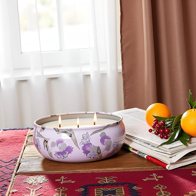 M&SENSE Citrus Berry Scented Candles Large 3 Wick Soy Tin Candle, Over 40 Hour Burning Time, 100% Natural Vegan Wax Relaxing Aromatherapy Aesthetic Candle Gift for Women Men