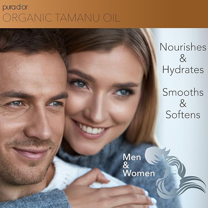 PURA D'OR 4 Oz Organic Tamanu Oil - USDA Certified 100% Pure & Natural Cold Pressed Carrier Oil, Premium Grade Moisturizer For Skin & Hair - Men & Women