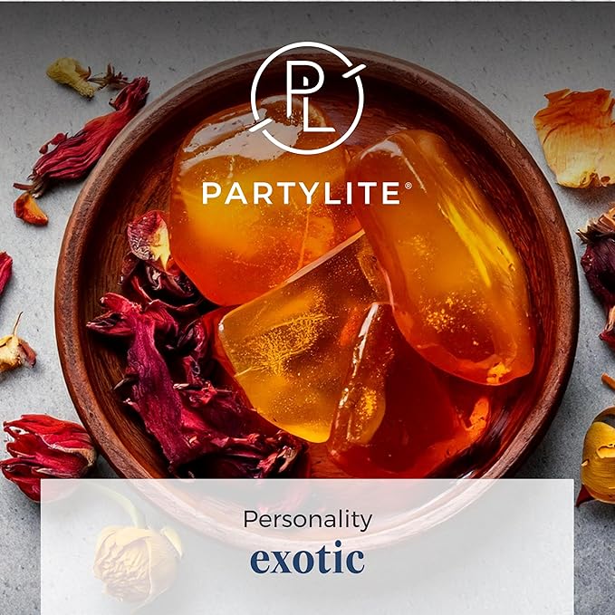PartyLite 3-Wick Jar Candle, Highly Fragranced Clean Burning Glass Candle, 25-45 Hours Burn Time (Red Hinoki Wood)