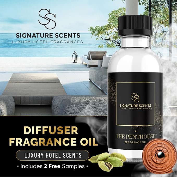 Luxury Hotel Diffuser Oil for Hotels and Homes - Aromatherapy Oils for use with an Essential Oil Diffuser at Home - Fragrance-Scent Diffuser Oil Blend (The Penthouse) 4.05fl oz (120ml)