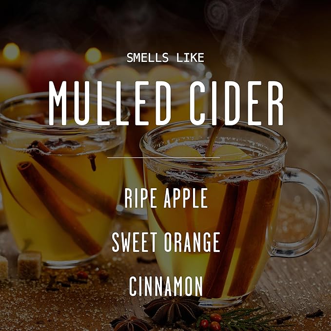 Mulled Cider Candle, Fall Candles I Apple Cider Candle w/Cinnamon & Nutmeg - Infused w/Essential Oils I Mulled Cider Fall Scented Candles (Soy) for Home I 9oz Reusable Jar I 50Hr Burn I Made in USA