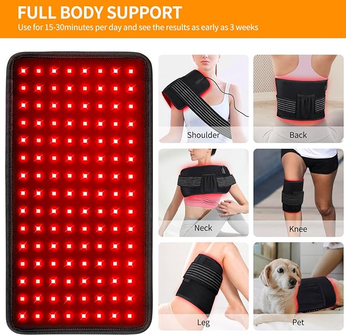 Red Light Therapy, T60 Large Infrared Light Therαpy Pad for Body Back Pain Muscle Feet Knee Relief, Portable Red Light Therαpy Wrap Belt 660&850nm Heating Pad for Men Women
