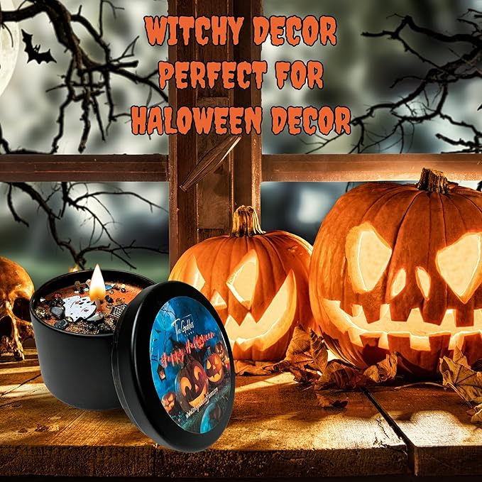 Halloween Candle | Pumpkin Spice Candle | Pumpkin, Cloves, Buttercream, Cinnamon, and Vanilla Scented Candles for Home | Soy Candles Non Toxic | Halloween Decor | Fall Candles | Wiccan (Medium 8oz)