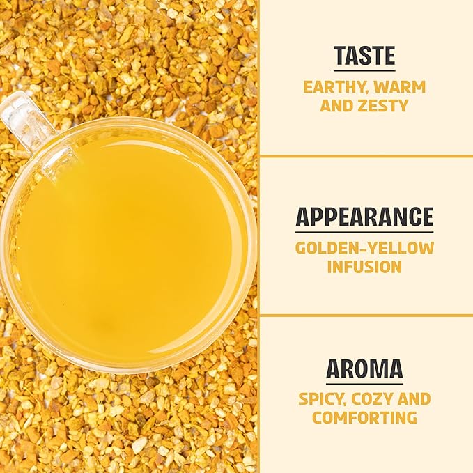 BREWIX, Turmeric Ginger Loose Herbal Tea (100+ Cups, 7.05oz/200g) Caffeine & Gluten Free | Ginger Root Tea | Savory & Spicy