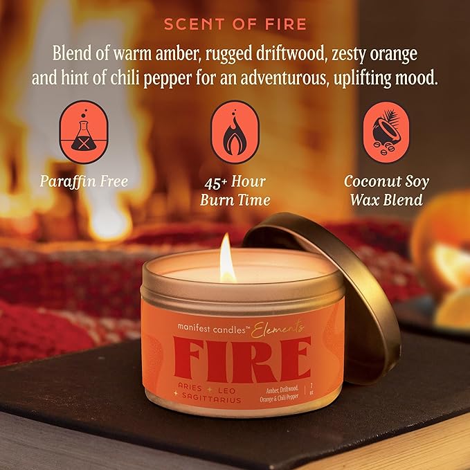 Leo Gifts for Women, Aries Sagittarius, Zodiac Fire, 45 Hour Burn, Zodiac Astrology Gifts Meditation Candle Healing with Crystals, Spiritual Manifestation Crystal Candle Healing Stones Bracelet
