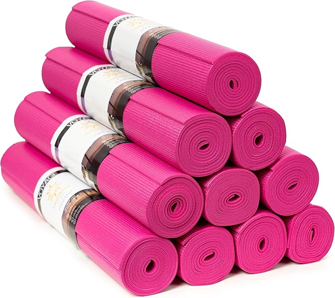 Sunshine Yoga Voyage Yoga Mat, 10 Pack, 72" x 24" Professional Studio and Gym Bulk Yoga Mats, 5mm Thick, Durable, Anti-Tear, Non Slip Fitness and Exercise Mats