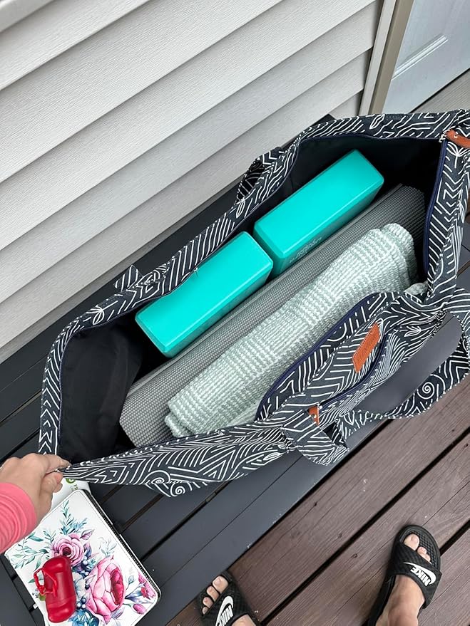 ELENTURE Large Yoga Mat Bag for Women Men, Travel Gym Bag for Pilates Office Beach Workout, Yoga Mat Tote Carrier with Mat Strap for 1/4" 1/2" Thick Exercise Yoga Mat