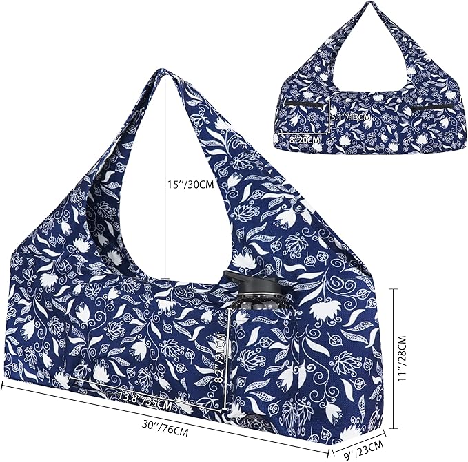 jswuffx Large Yoga Mat Bag Yoga Bags and Carriers Fits All You Stuff Yoga Tote Bag with Yoga Mat Strap, Elastic Pockets and Zipper Pockets