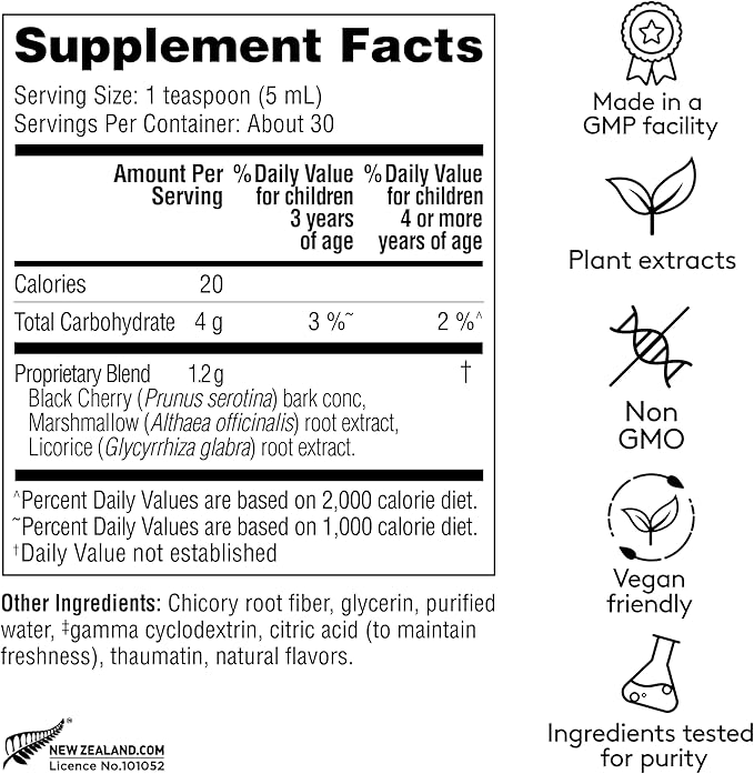 Children's Chest Night Herbal Syrup, Nighttime Sleep Support to Soothe The Throat & Chest, with Wild Cherry Bark, Marshmallow & Licorice Root - 5.1 Fl oz (30 Servings)