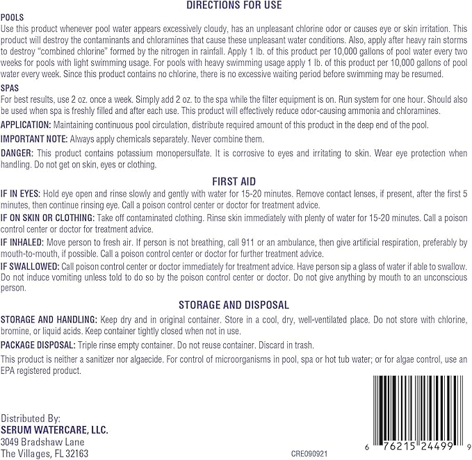 1.5 lbs Non-Chlorine Spa Shock - Oxidizer for Hot Tub & Spa - Fast-Dissolving, Crystal Clear Water, USA Made