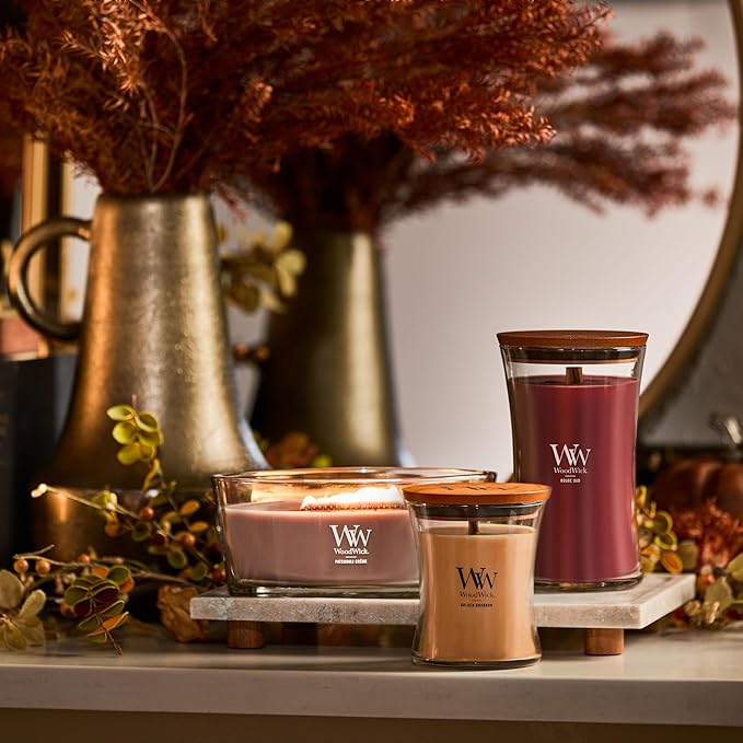 WoodWick Golden Bourbon Holiday Candle Gifts for Women and Men, 16 oz Ellipse Candle with Crackling Wick