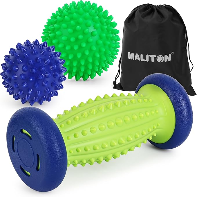 Massage Ball - 3 in 1 - with Foot Roller & Spiky Balls, Plantar Fasciitis Relief and Heel Spur Relief, Foot Roller Massage and Trigger Point Ball
