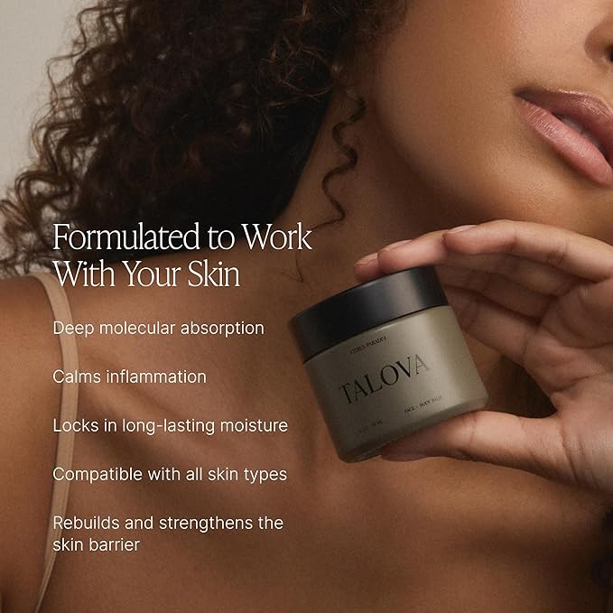 Face + Body Balm, Grass-Fed Tallow Moisturizer for Dry, Cracked, Sensitive Skin with Emu Oil, Natural and Organic Balm with Skin Nourishment, Non-toxic, Made in USA
