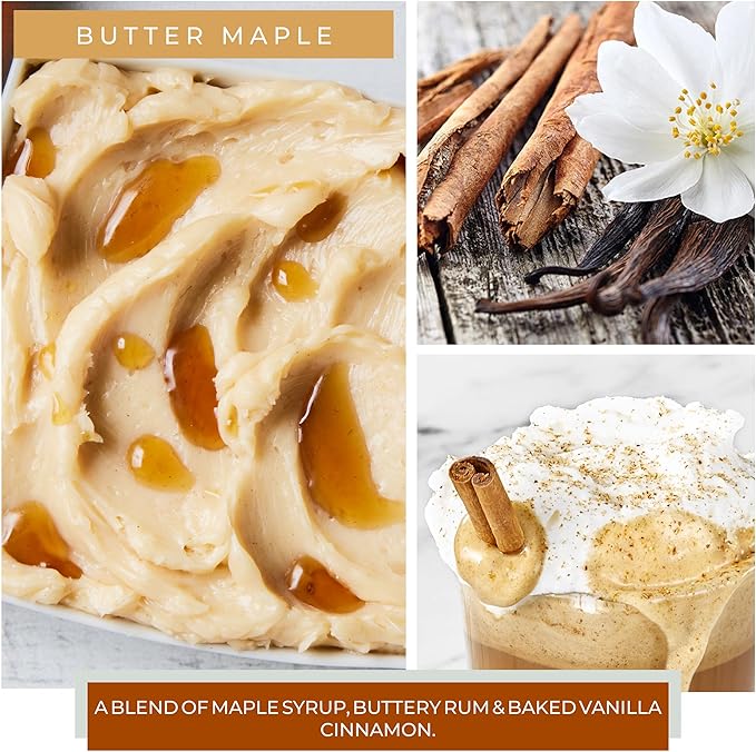 A Cheerful Giver - Butter Maple Baby Scented Glass Jar Candle (6oz) with Lid & True to Life Fragrance Made in USA