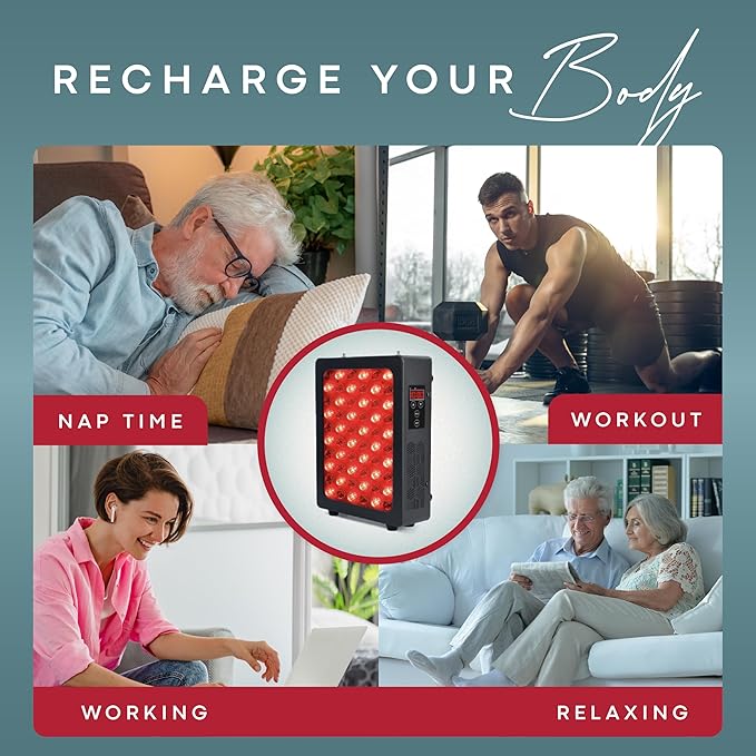 Red Light Therapy for Body & Face - 660nm & 850nm Infrared Red Light Therapy Panel for Skin, Muscles & Recovery – Full-Body LED Light Therapy Hanging Device