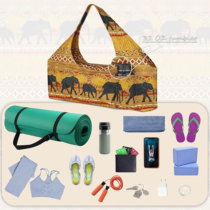 jswuffx Large Yoga Mat Bag Yoga Bags and Carriers Fits All You Stuff Yoga Tote Bag with Yoga Mat Strap, Elastic Pockets and Zipper Pockets