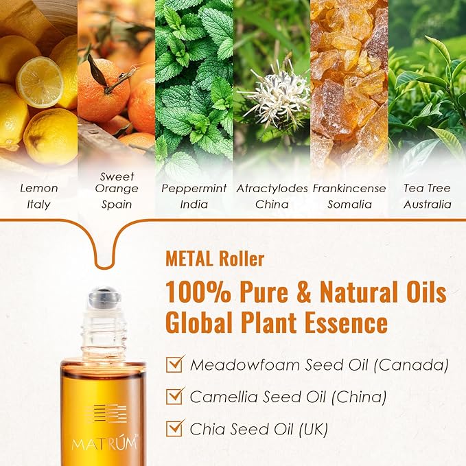 MATRUM Five Element Essential Oil Roll-On Set – 100% Pure Aromatherapy Blend for Stress Relief, Anxiety Ease, Relaxation & Sleep Support, Circulation & Balance, Self-Care Gift, 2.5 Fl Oz