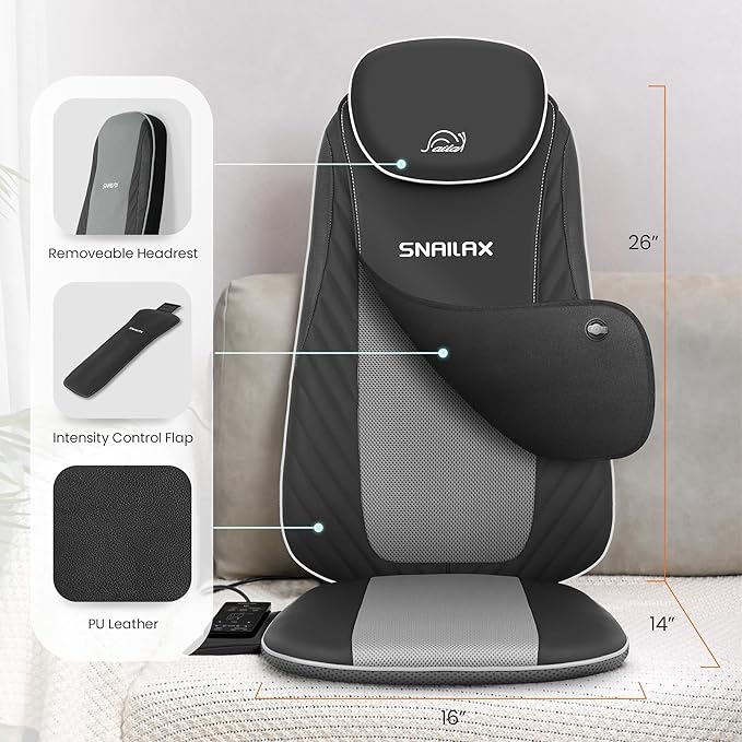 Snailax Valentine's Day for Dad,Mom Shiatsu Back Massager with Heat & Vibration, 3D Kneading Massage Chair Pad for Pain Relief Deep Tissue, Chair Massager for Office Home Chair Use