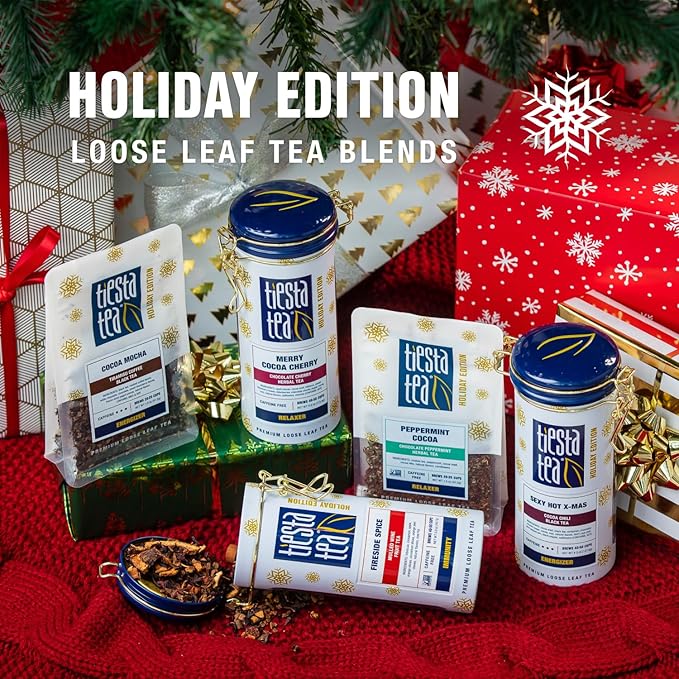 Tiesta Tea - Fireside Spice, Mulled Wine Herbal tea, Premium Loose Leaf Tea Blend, Non Caffeinated Holiday Teas, Make Hot or Iced & Brews Up to 200 Cups - 16 Ounce Resealable Bulk Pouch
