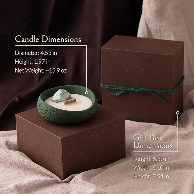 DeepFlow Emotional Healing Candle, Green Fluorite Heart Opening, Emotional Clarity Self-Trust, Natural Mind-Body Wellness Blend, Soft Airy Scent for Open-Hearted Relaxation (Green Fluorite)