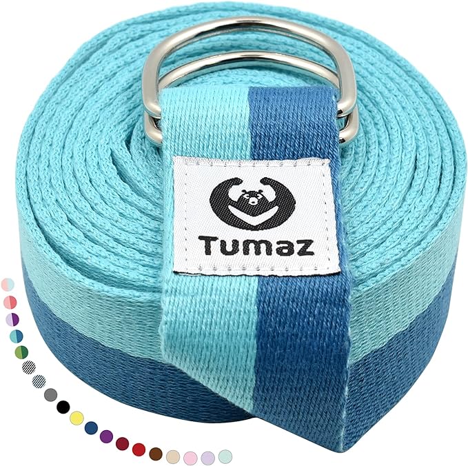 Tumaz Yoga Strap/Stretch Bands [15+ Colors, 6/8/10 Feet Options] with Extra Safe Adjustable D-Ring Buckle, Durable and Comfy Delicate Texture - Best for Daily Stretching, Physical Therapy, Fitness