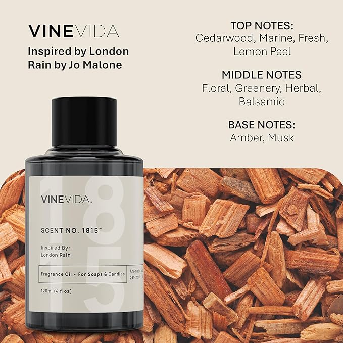 VINEVIDA [32oz] London Rain Fragrance Oil for Candle Making - Natural Candle Oil Scents - Soap Making Essential Oil - Made in USA
