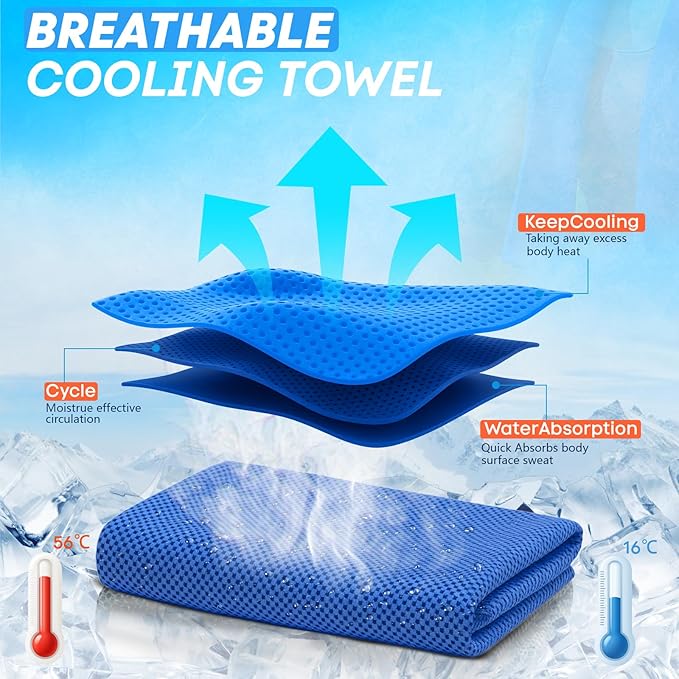 UZIPIN 4 Pack Cooling Towels (40"x 12"), Soft Breathable Gym Towels, Outdoors Ice Towel for Neck and Face, Camp Essentials Microfiber Sweat Towels for Gym, Run, Yoga, Workout, Travel, Climb