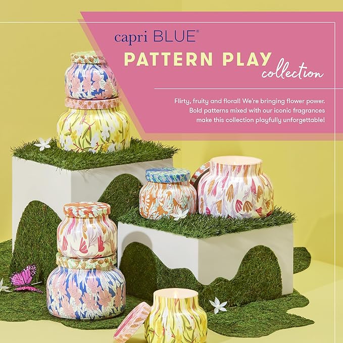 Capri Blue Scented Candles - Pattern Play Glass Jar Candles - Long Lasting Soy Wax Blend - Luxury Home Decor - Notes of Orchid, Jasmine, Gardenia & Floral Musk - Gifts for Women (Aloha Orchid, 8 oz)