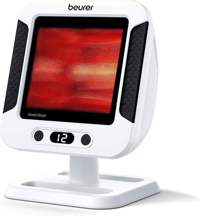 Beurer IL60 Infrared Heat Lamp for Red Light Therapy for Face, Body, Sinus & Skin, Pain Relief & Muscle Recovery, Adjustable Treatment Time, Protective Eyewear Included